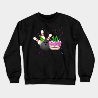 Bowling 10th Birthday Bday Party Kids 10 years Old Bowler Crewneck Sweatshirt